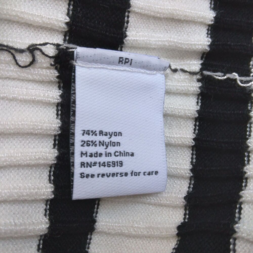 NWT Nine West Ribbed Puff Sleeve Sweater Ivory Black Stripes Long Sleeve XL - Picture 7 of 12